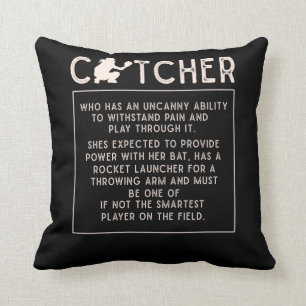 Softball Catcher Girl Funny Baseball Player Humor Kudde