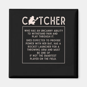 Softball Catcher Girl Funny Baseball Player Humor Magnet