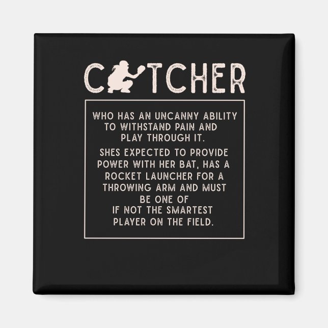 Softball Catcher Girl Funny Baseball Player Humor Magnet (Framsidan)