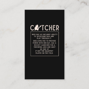 Softball Catcher Girl Funny Baseball Player Humor Visitkort