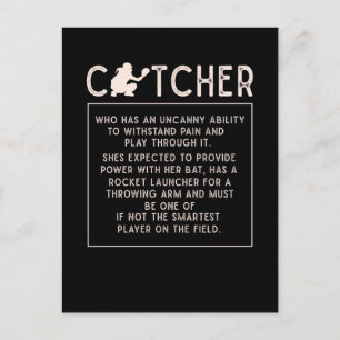 Softball Catcher Girl Funny Baseball Player Humor Vykort