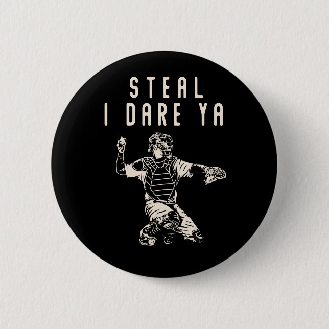 Softball Catcher Kids Funny Baseball Player Humor Knapp (Framsida)