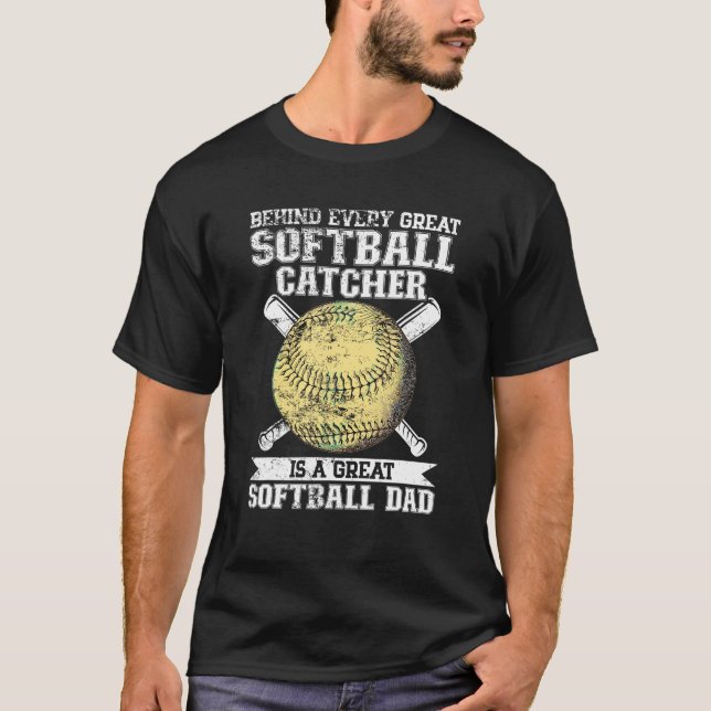 Softball Catcher Pappa Pitcher Fastpitch Coach Fat T Shirt (Framsida)