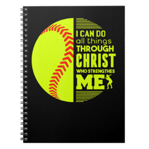 Softball Christian Softball Jag kan göra allt Sak Anteckningsbok