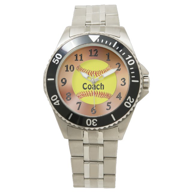 Softball Coach Gift Ideas Softball Watch w/ NAMN Armbandsur (Framsida)
