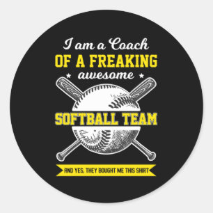 Softball Coach Pitcher Catcher Boll Fladdermus Gif Runt Klistermärke