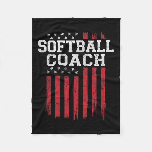 Softball Coach Proud American Flagga Usa Patriot P Fleecefilt (Framsidan)