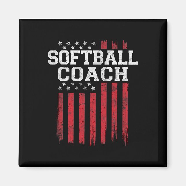 Softball Coach Proud American Flagga Usa Patriot P Magnet (Framsidan)