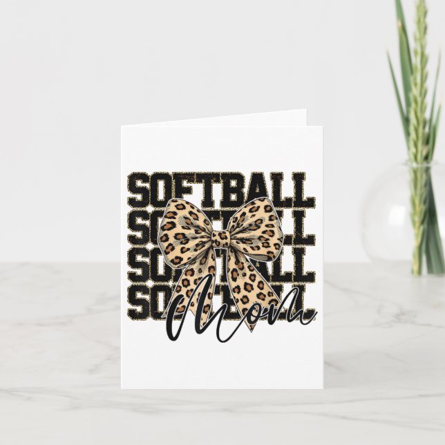 Softball Coquette Bow Softball Mamma Matchdag Soft Kort (Framsida)