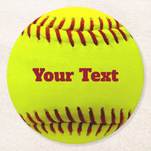 Softball Cutomize Personalize Teal Boll Caoch Underlägg Papper Rund