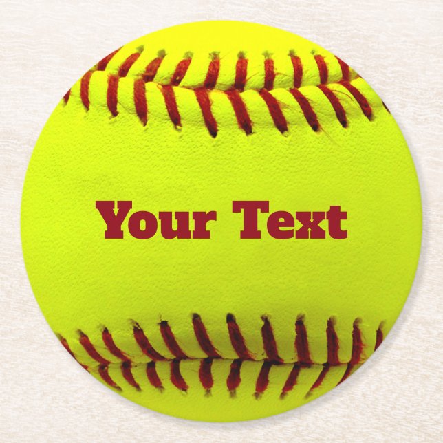 Softball Cutomize Personalize Teal Boll Caoch Underlägg Papper Rund (Framsidan)