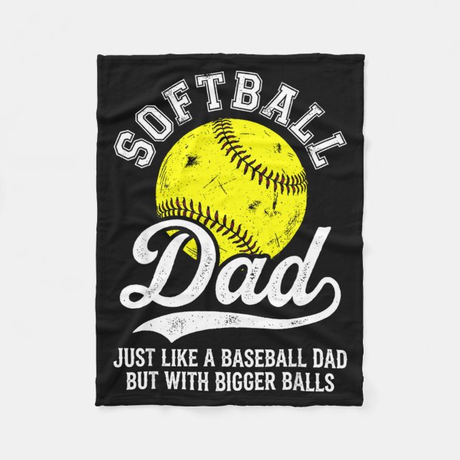 Softball Dad Like Baseball But With Bigger Funny  Fleecefilt (Framsidan)