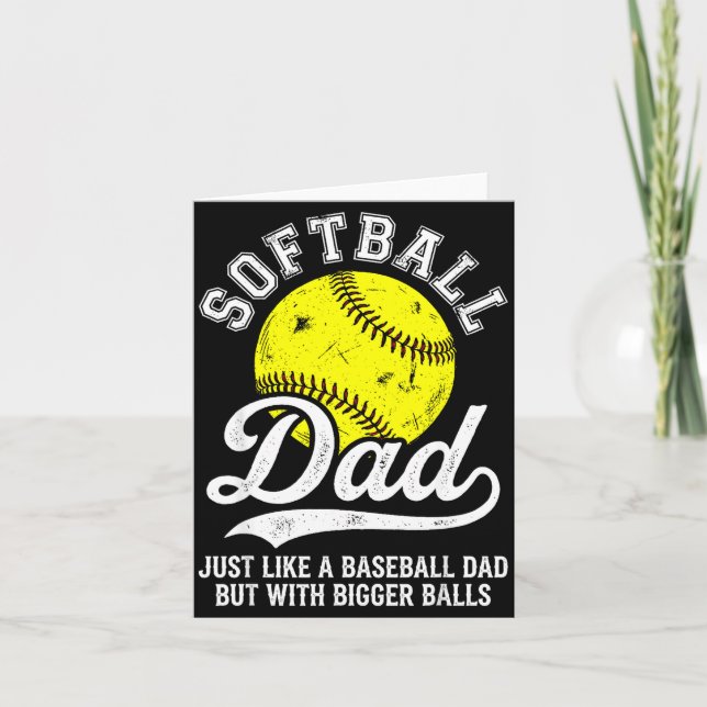 Softball Dad Like Baseball But With Bigger Funny  Kort (Framsida)