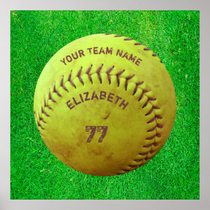 Softball Dirty Namn Team Number Boll Poster