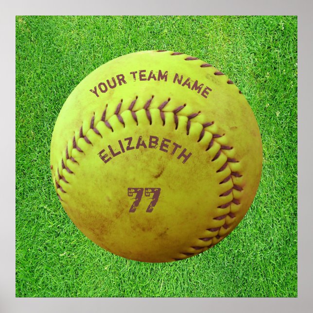 Softball Dirty Namn Team Number Boll Poster (Framsidan)