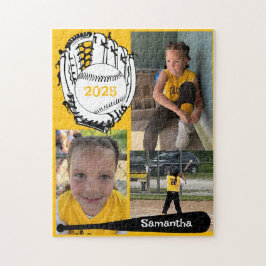 Softball eller Baseball 3 Photo Jigszle Puzzle Gul Pussel