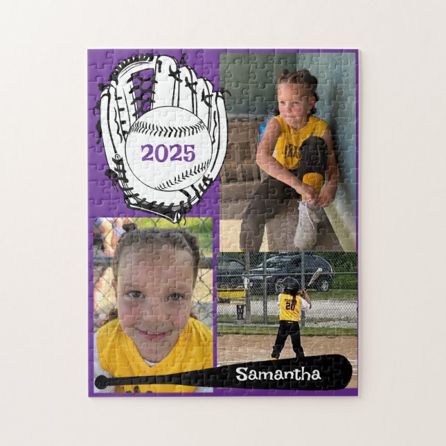 Softball eller Baseball 3 Photo Jigszle Puzzle Lil Pussel (Vertikal)