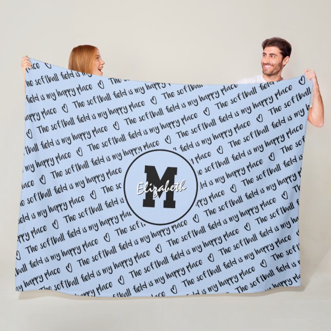 softball fält min ljusblå blåblå lycklig ställe-fä fleecefilt (På plats)