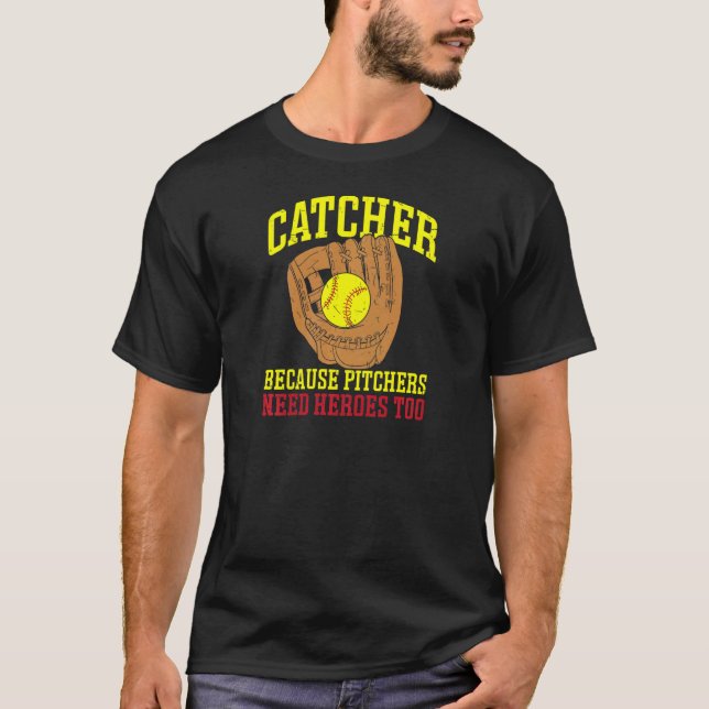 Softball-fångare eftersom pitchers också behöver h t shirt (Framsida)