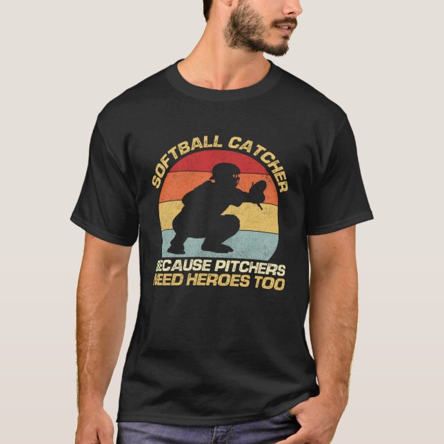 Softball-fångare för att pitchers också behöver hj t shirt (Framsida)