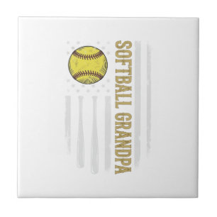 Softball Farfar Vintage Flag Vektor Design_1 Kakelplatta