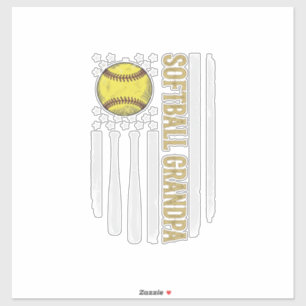 Softball Farfar Vintage Flag Vektor Design_1 Klistermärken