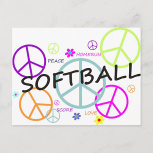 Softball färgad fredssymboler vykort