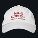 Softball Fläkt Anpassningsbar Sport Team Player Na Broderad Keps<br><div class="desc">Stöder ditt favoritlag eller din favoritspelare med det här FLÄKT-locket i TOPPEN. Lägg till högskola, ungdom, klubb, högskoleteam eller spelarens namn för att skapa en sorts hatt. (Du kan även ändra detta till vilken annan sport som helst.) Ändra enkelt texten och hatten färg så att de stämmer överens med lagets...</div>