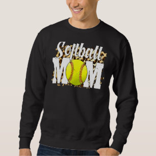 Softball Fläkt Leopard Women Softball Mamma Mor Lång Ärmad Tröja