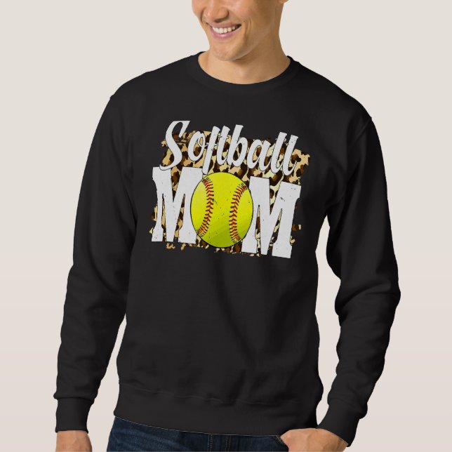 Softball Fläkt Leopard Women Softball Mamma Mor Lång Ärmad Tröja (Framsida)