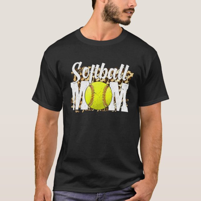Softball Fläkt Leopard Women, Softball Mamma T Shirt (Framsida)