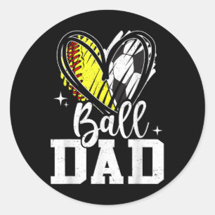 Softball-fotboll i boll Pappa vid båda sidor Runt Klistermärke