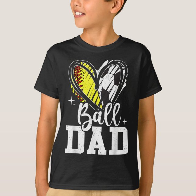 Softball-fotboll i boll Pappa vid båda sidor T Shirt (Framsida)