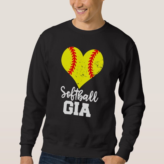 Softball Gia Softball Heart Grandma Gia Lång Ärmad Tröja (Framsida)