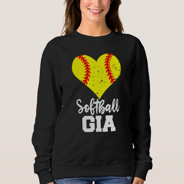 Softball Gia Softball Heart Grandma Gia T Shirt (Framsida)