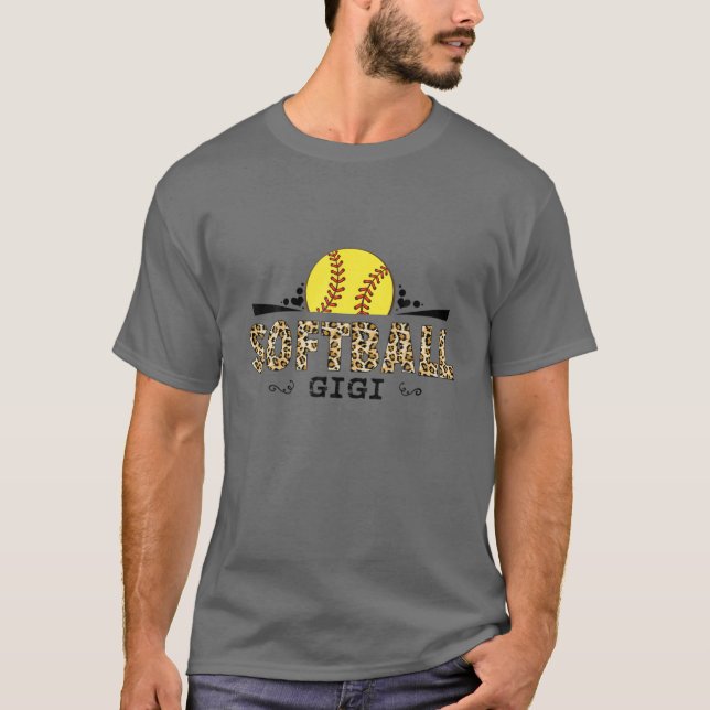 Softball Gigi Leopard Mönster Mor dag Älskare T Shirt (Framsida)