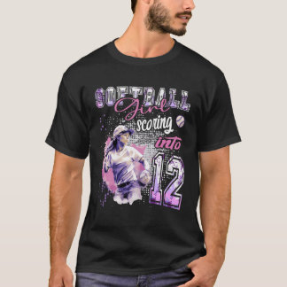 Softball Girl Scoring into 12 - Dam Birthday T Shirt