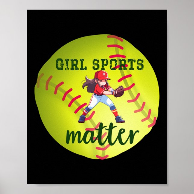 Softball; Girl Sports Sticker Poster (Framsidan)
