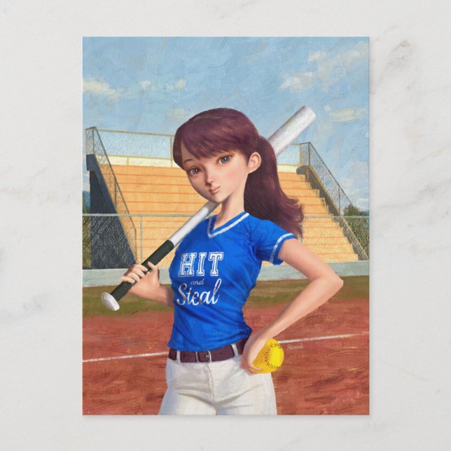 Softball Girl Vykort (Framsida)