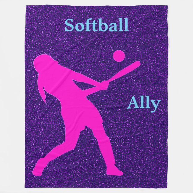 Softball Girls Lila Gnistra Fleece Blanket (Framsidan)