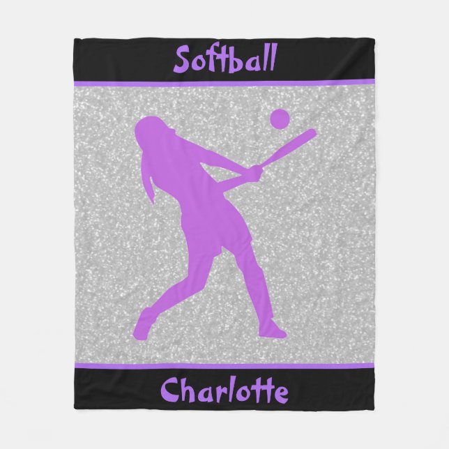 Softball Girls Lila & Silver Gnistra Fleecefilt (Framsidan)