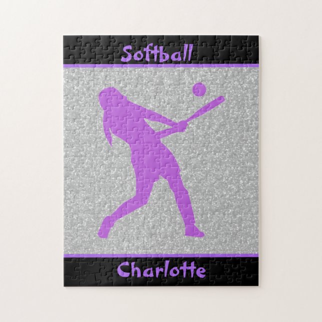 Softball Girls Lila & Silver Gnistra Pussel (Vertikal)