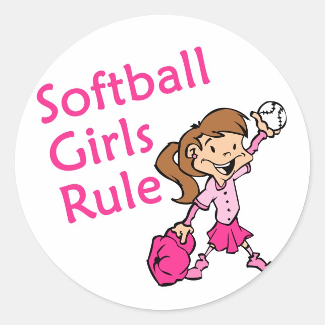 Softball Girls-regel Runt Klistermärke (Framsida)