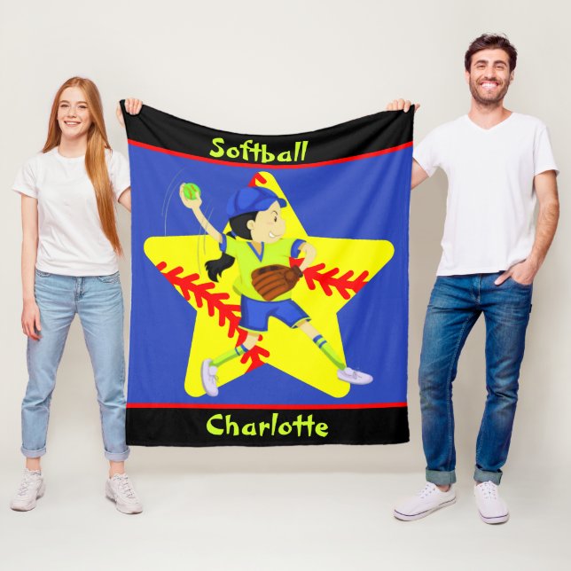 Softball Girls Star Pitcher-Personlig Fleecefilt (På plats)