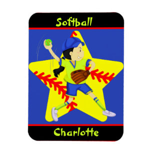 Softball Girls Star Pitcher-Personlig Magnet