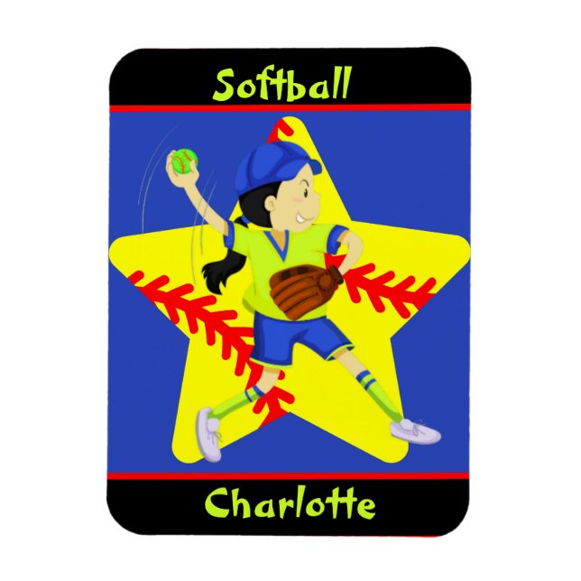 Softball Girls Star Pitcher-Personlig Magnet (Vertikal)