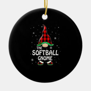 Softball Gnome Buffalo Play Matching Family Chris Julgransprydnad Keramik