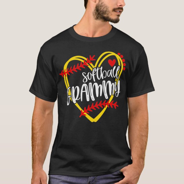 Softball GRAMMY Grandma Softball Heart  T Shirt (Framsida)
