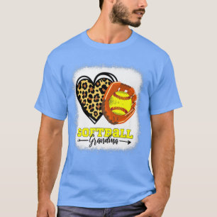 Softball Grandma Bleached Leopard Heart Glove Soft T Shirt