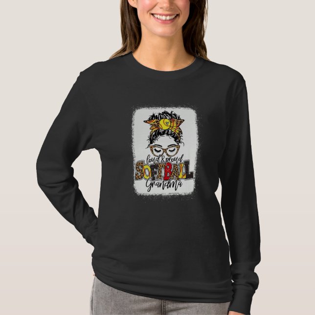 Softball Grandma Messy Bun  Softball Grandma T Shirt (Framsida)